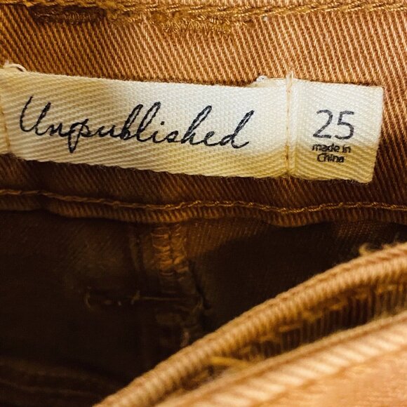 Unpublished Rust Orange Distressed Cut Off Jean Shorts 25 - Picture 3 of 3